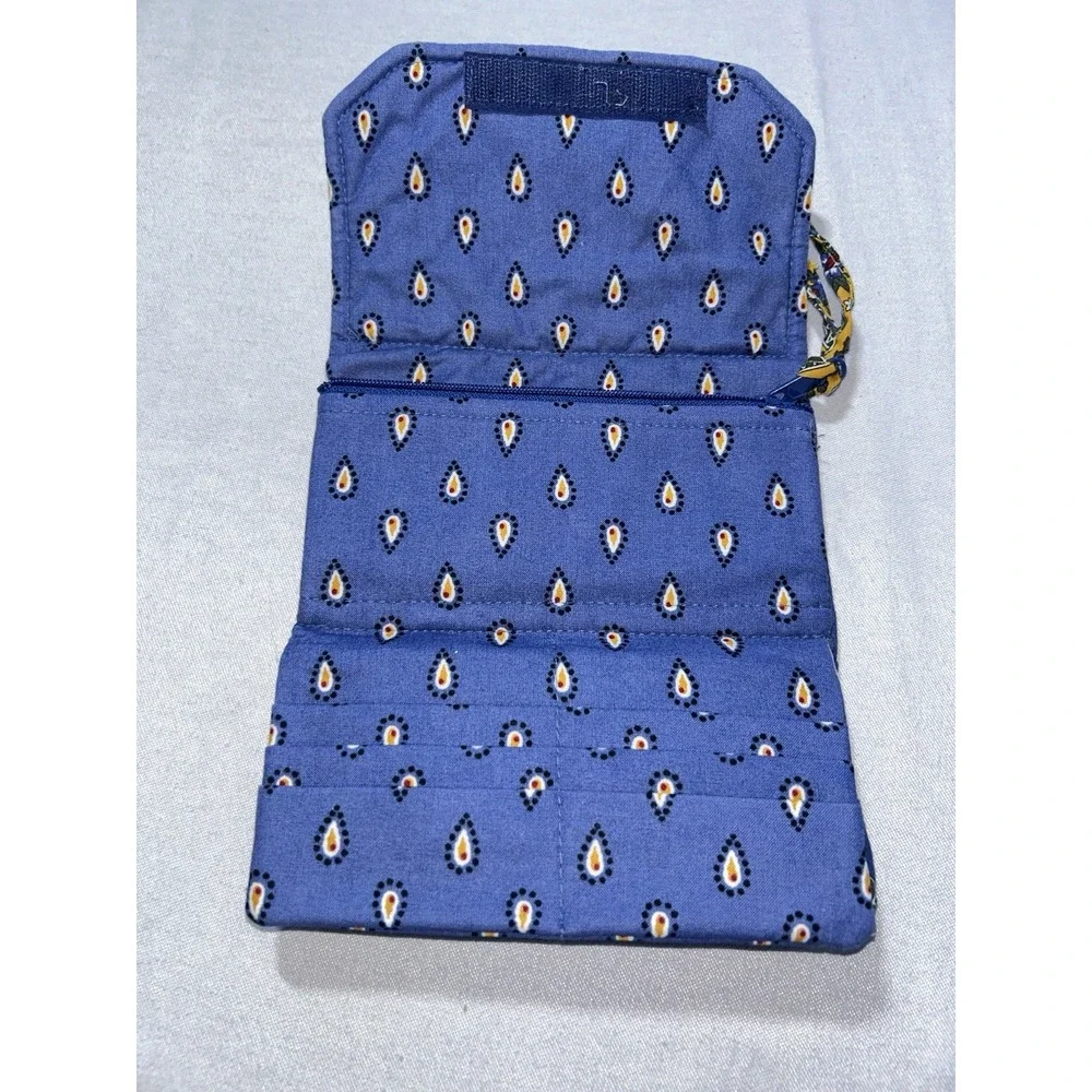 Vera Bradley French‎ Blue Tri Fold Wallet Check Book Cover Zipper Soft - Picture 4 of 5